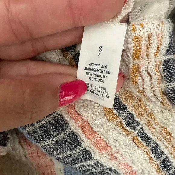 AERIE Size Small Pull On Elastic Waist Tiered Stripe Boho Mini Skirt - Picture 5 of 7